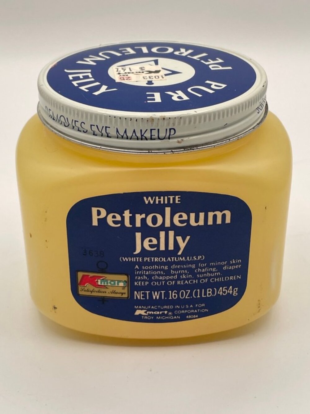 Vintage Vaseline PURE PETROLEUM JELLY Plastic Jars BLUE SEAL Metal Lid